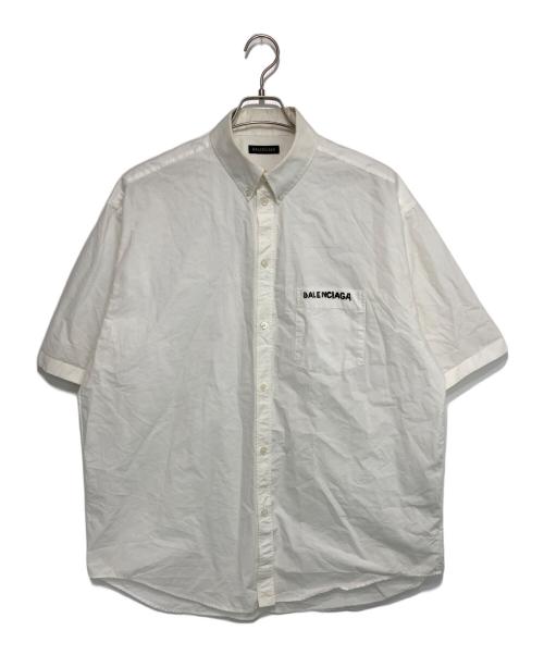 BALENCIAGA（バレンシアガ）BALENCIAGA (バレンシアガ) ロゴプリント半袖BDシャツ ホワイト サイズ:38の古着・服飾アイテム