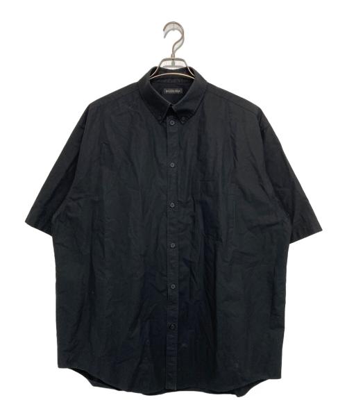 BALENCIAGA（バレンシアガ）BALENCIAGA (バレンシアガ) バック BBロゴ ボタンダウン 半袖 ドレス シャツ ブラック サイズ:39の古着・服飾アイテム