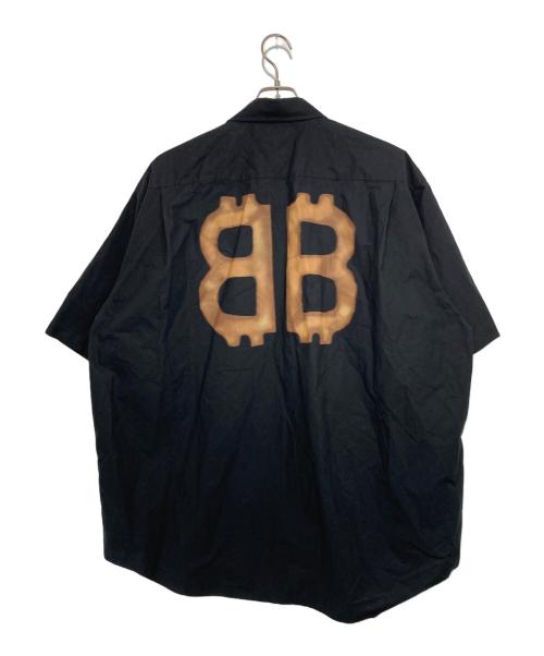 BALENCIAGA（バレンシアガ）BALENCIAGA (バレンシアガ) バック BBロゴ ボタンダウン 半袖 ドレス シャツ ブラック サイズ:39の古着・服飾アイテム
