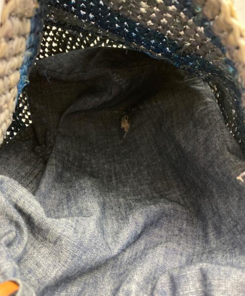 POLO RALPH LAUREN（ポロ・ラルフローレン）POLO RALPH LAUREN (ポロ・ラルフローレン) ラフィアボーダー柄ミニバケットバッグ ブルー×ベージュの古着・服飾アイテム