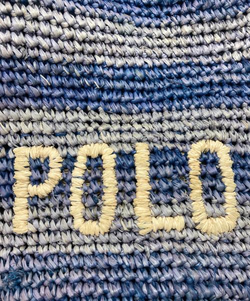 POLO RALPH LAUREN（ポロ・ラルフローレン）POLO RALPH LAUREN (ポロ・ラルフローレン) ラフィアボーダー柄ミニバケットバッグ ブルー×ベージュの古着・服飾アイテム