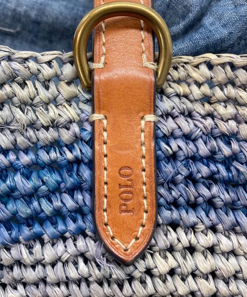 POLO RALPH LAUREN（ポロ・ラルフローレン）POLO RALPH LAUREN (ポロ・ラルフローレン) ラフィアボーダー柄ミニバケットバッグ ブルー×ベージュの古着・服飾アイテム