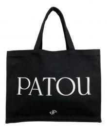 patou（パトゥ）の古着「オーガニックコットン パトゥ キャンバストート」｜ブラック×ホワイト