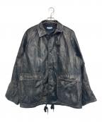 MAISON SPECIALメゾンスペシャル）の古着「シープレザーフロントボタンシングルブルゾン」｜ブラック