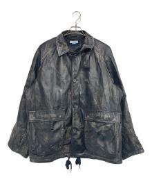 MAISON SPECIAL（メゾンスペシャル）の古着「シープレザーフロントボタンシングルブルゾン」｜ブラック