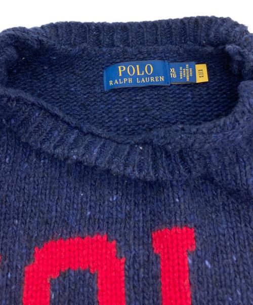 POLO RALPH LAUREN（ポロ・ラルフローレン）POLO RALPH LAUREN (ポロ・ラルフローレン) ロゴウールブレンドセーター ネイビー サイズ:XLの古着・服飾アイテム