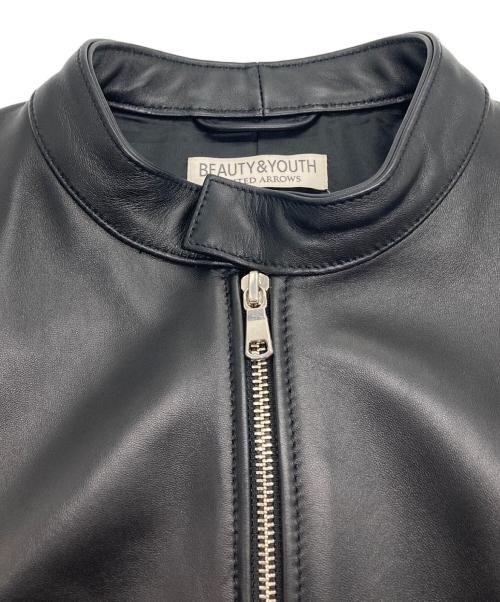 BEAUTY&YOUTH UNITED ARROWS（ビューティーアンドユースユナイテッドアローズ）BEAUTY&YOUTH UNITED ARROWS (ビューティーアンドユースユナイテッドアローズ) シープレザー シングル ライダース ジャケット ブラック サイズ:Lの古着・服飾アイテム