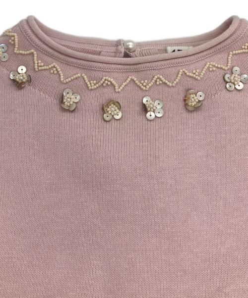 45R（フォーティファイブ・アール）45R (フォーティファイブ・アール) ビーズ刺繍度詰ニットソーのパフセーター ピンク サイズ:3の古着・服飾アイテム