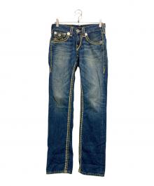 TRUE RELIGION（トゥルー レリジョン）の古着「RICKY SUPER QT ステッチデニムパンツ」｜インディゴ×グリーン