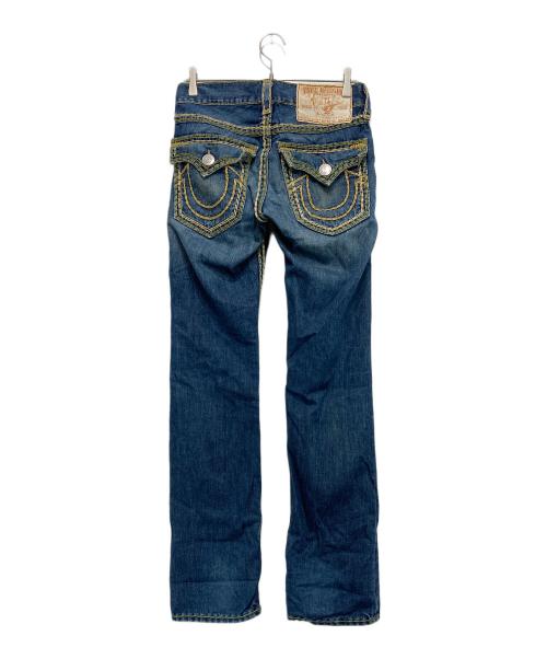 TRUE RELIGION（トゥルー レリジョン）TRUE RELIGION (トゥルー レリジョン) RICKY SUPER QT ステッチデニムパンツ インディゴ×グリーン サイズ:W28の古着・服飾アイテム