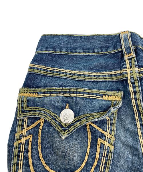 TRUE RELIGION（トゥルー レリジョン）TRUE RELIGION (トゥルー レリジョン) RICKY SUPER QT ステッチデニムパンツ インディゴ×グリーン サイズ:W28の古着・服飾アイテム