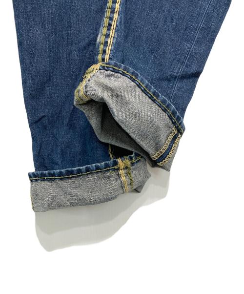 TRUE RELIGION（トゥルー レリジョン）TRUE RELIGION (トゥルー レリジョン) RICKY SUPER QT ステッチデニムパンツ インディゴ×グリーン サイズ:W28の古着・服飾アイテム