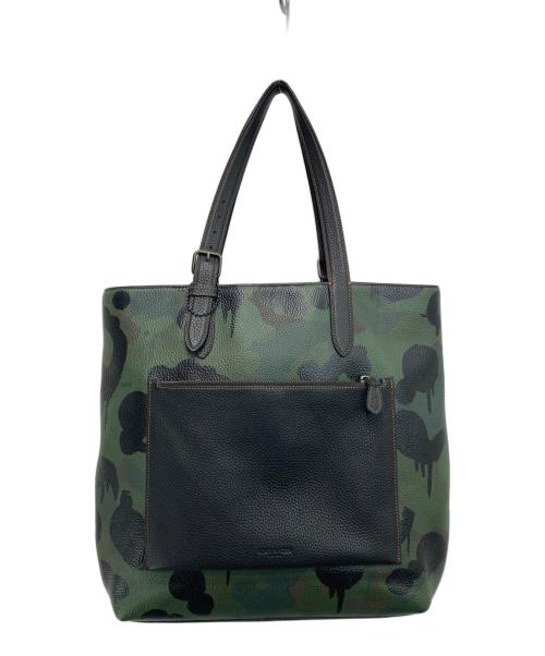 COACH（コーチ）COACH (コーチ) メトロポリタン ワイルドビースト カモ柄 トートバッグ ブラック×オリーブの古着・服飾アイテム