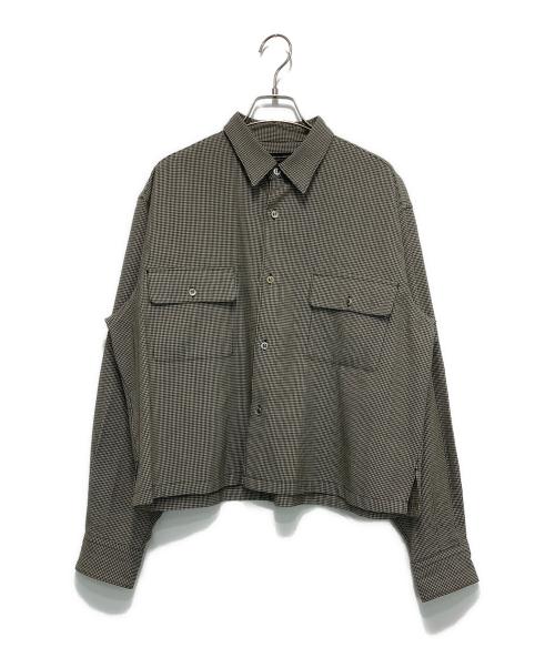 COMME des GARCONS HOMME PLUS（コムデギャルソンオムプリュス）COMME des GARCONS HOMME PLUS (コムデギャルソンオムプリュス) ハウンドトゥース ウール クロップドシャツ ベージュ×ブラック サイズ:表記なしの古着・服飾アイテム