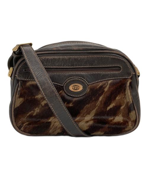 GUCCI（グッチ）GUCCI (グッチ) ハラコ ミニショルダーバッグ ブラウンの古着・服飾アイテム