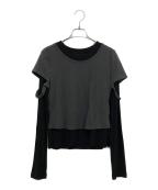 Matin Kimマーティン キム）の古着「LAYERED POINT SLIM TOP IN CHARCOAL」｜グレー×ブラック
