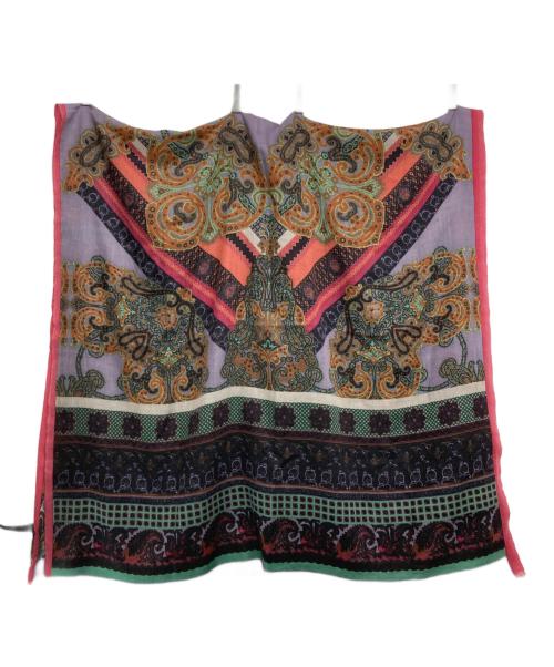 ETRO（エトロ）ETRO (エトロ) カシミヤペイズリーストール グレー×レッドの古着・服飾アイテム