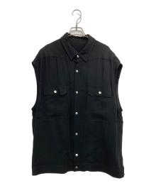 RICK OWENS（リックオウエンス）の古着「SLEEVELESS JUMBO OUTERSHIRT」｜ブラック