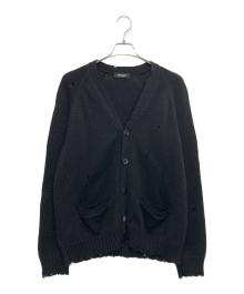 UNDERCOVER（アンダーカバー）の古着「ダメージ加工 ボロ ニット カーディガン」｜ブラック