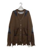 JOSE MOONジョゼムーン）の古着「LACE CRASH OVER CARDIGAN/レースクラッシュオーバーカーディガン」｜ブラウン