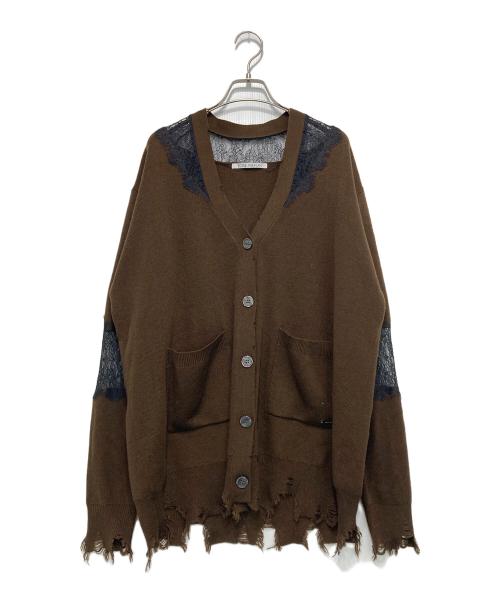 JOSE MOON（ジョゼムーン）JOSE MOON (ジョゼムーン) LACE CRASH OVER CARDIGAN/レースクラッシュオーバーカーディガン ブラウン サイズ:Freeの古着・服飾アイテム