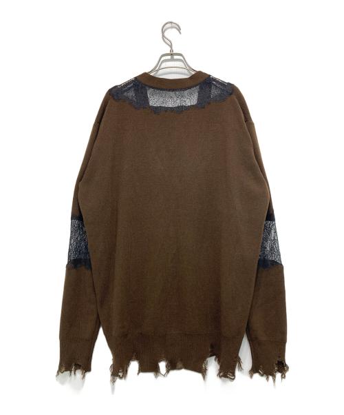 JOSE MOON（ジョゼムーン）JOSE MOON (ジョゼムーン) LACE CRASH OVER CARDIGAN/レースクラッシュオーバーカーディガン ブラウン サイズ:Freeの古着・服飾アイテム