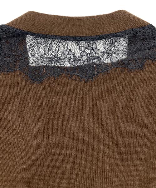 JOSE MOON（ジョゼムーン）JOSE MOON (ジョゼムーン) LACE CRASH OVER CARDIGAN/レースクラッシュオーバーカーディガン ブラウン サイズ:Freeの古着・服飾アイテム