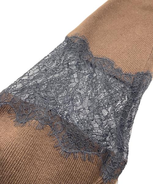 JOSE MOON（ジョゼムーン）JOSE MOON (ジョゼムーン) LACE CRASH OVER CARDIGAN/レースクラッシュオーバーカーディガン ブラウン サイズ:Freeの古着・服飾アイテム