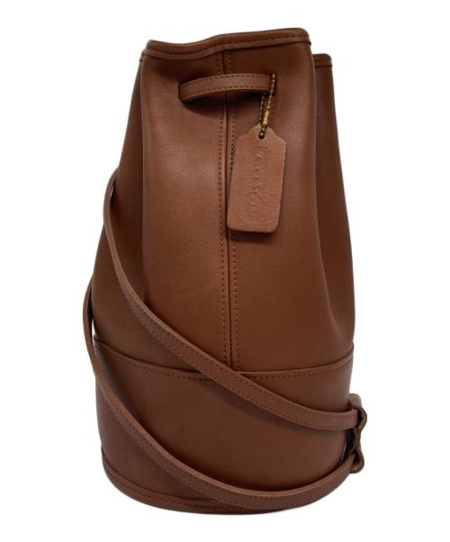 COACH（コーチ）COACH (コーチ) 巾着レザーショルダーバッグ ブラウンの古着・服飾アイテム