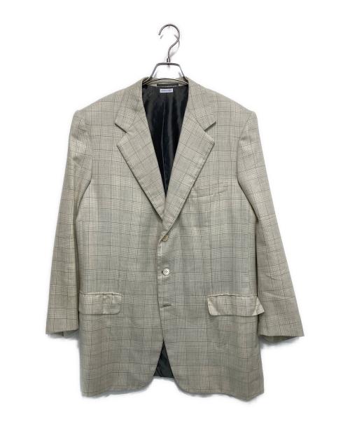 BRIONI（ブリオーニ）BRIONI (ブリオーニ) TRAIANO カシミヤシルク 3B チェックテーラードジャケット アイボリー×グレー サイズ:41の古着・服飾アイテム
