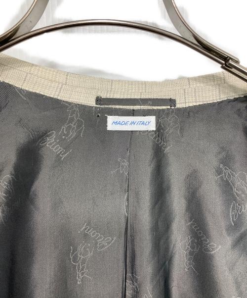 BRIONI（ブリオーニ）BRIONI (ブリオーニ) TRAIANO カシミヤシルク 3B チェックテーラードジャケット アイボリー×グレー サイズ:41の古着・服飾アイテム