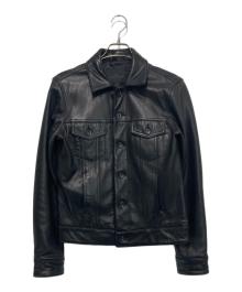 MEN's MELROSE（メンズメルローズ）の古着「シープレザートラッカージャケット」｜ブラック