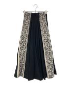 Ameriアメリ）の古着「SIDE PLEATS JACQUARD KNIT SKIRT」｜ブラック×ベージュ