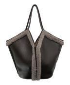 HEREUヘリュー）の古着「CALELLA CURLY SHEARLING TRIM シアリングトリム ハンドバッグ」｜ブラウン