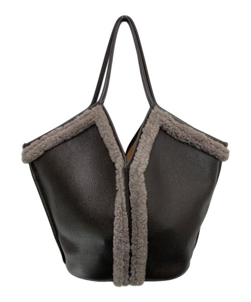 HEREU（ヘリュー）HEREU (ヘリュー) CALELLA CURLY SHEARLING TRIM シアリングトリム ハンドバッグ ブラウンの古着・服飾アイテム