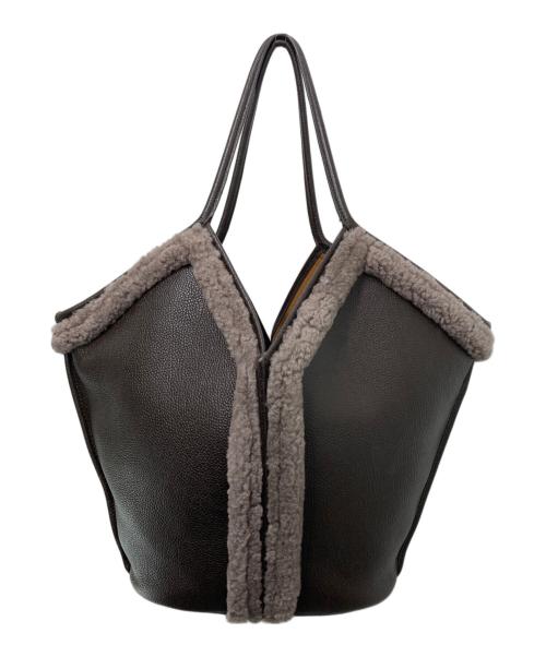 HEREU（ヘリュー）HEREU (ヘリュー) CALELLA CURLY SHEARLING TRIM シアリングトリム ハンドバッグ ブラウンの古着・服飾アイテム