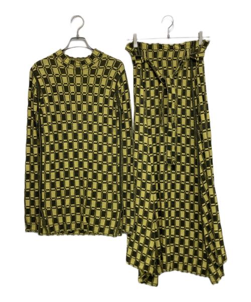 KENZO（ケンゾー）KENZO (ケンゾー) ニット＋スカート セットアップ イエロー×ブラック サイズ:XSの古着・服飾アイテム