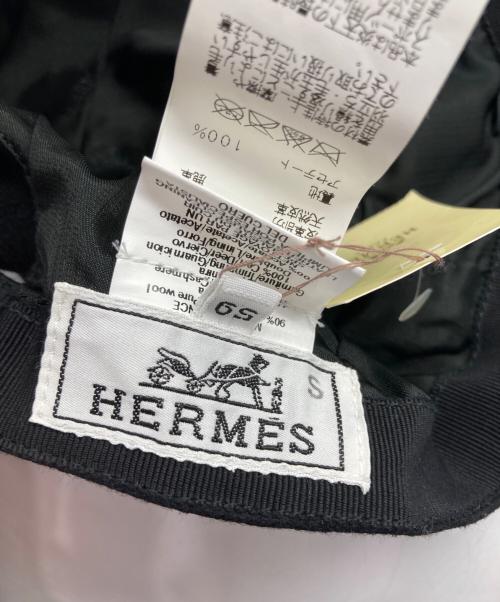 HERMES（エルメス）HERMES (エルメス) Hロゴ ウールネバダキャップ ブラック サイズ:59の古着・服飾アイテム