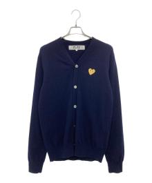 PLAY COMME des GARCONS（プレイコムデギャルソン）の古着「V-Neck Cardigan With Gold Emblem」｜ネイビー×ゴールド