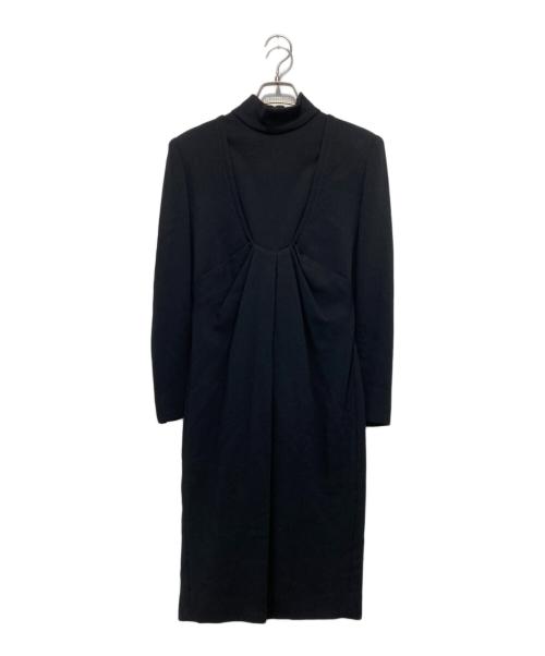 Christian Dior（クリスチャン ディオール）Christian Dior (クリスチャン ディオール) ウールレーヨン スタンドカラーワンピース ブラック サイズ:9の古着・服飾アイテム