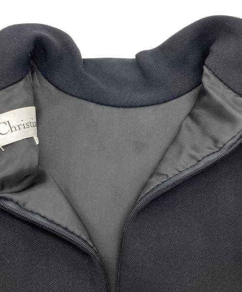 Christian Dior（クリスチャン ディオール）Christian Dior (クリスチャン ディオール) ウールレーヨン スタンドカラーワンピース ブラック サイズ:9の古着・服飾アイテム