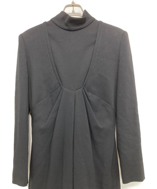 Christian Dior（クリスチャン ディオール）Christian Dior (クリスチャン ディオール) ウールレーヨン スタンドカラーワンピース ブラック サイズ:9の古着・服飾アイテム