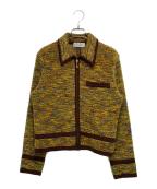 Yves Saint Laurentイヴサンローラン）の古着「ジップアップ ニットジャケット」｜ブラウン×マルチカラー