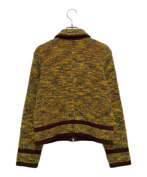 Yves Saint Laurent（イヴサンローラン）Yves Saint Laurent (イヴサンローラン) ジップアップ ニットジャケット ブラウン×マルチカラー サイズ:Mの古着・服飾アイテム