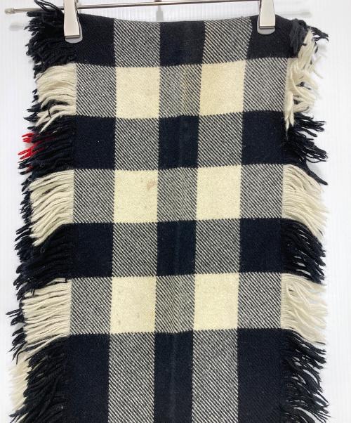 BURBERRY LONDON（バーバリーロンドン）BURBERRY LONDON (バーバリーロンドン) フリンジウールマフラー ベージュ×ブラック サイズ:230×25ｃｍの古着・服飾アイテム