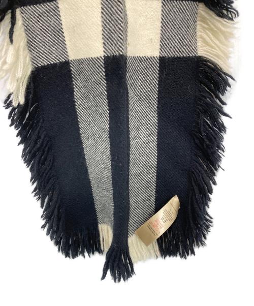 BURBERRY LONDON（バーバリーロンドン）BURBERRY LONDON (バーバリーロンドン) フリンジウールマフラー ベージュ×ブラック サイズ:230×25ｃｍの古着・服飾アイテム