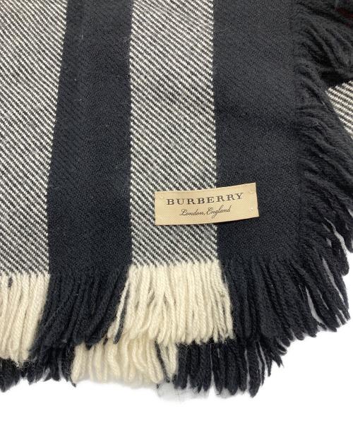 BURBERRY LONDON（バーバリーロンドン）BURBERRY LONDON (バーバリーロンドン) フリンジウールマフラー ベージュ×ブラック サイズ:230×25ｃｍの古着・服飾アイテム