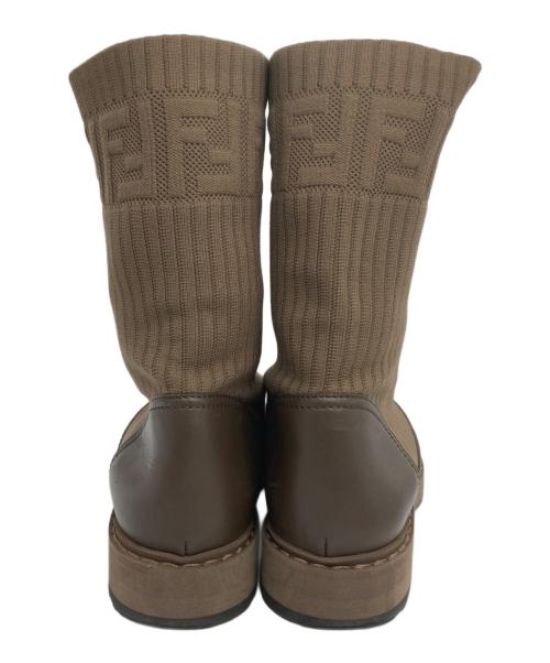 FENDI（フェンディ）FENDI (フェンディ) Leather and Fabric Combat Boots ブラウン サイズ:37の古着・服飾アイテム