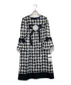 M'S GRACYエムズグレイシー）の古着「千鳥格子 リボン ワンピース」｜ブラック×ホワイト