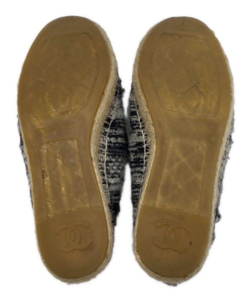 CHANEL（シャネル）CHANEL (シャネル) ココマークツイードエスパドリーユ グレー×ブラック サイズ:３７の古着・服飾アイテム